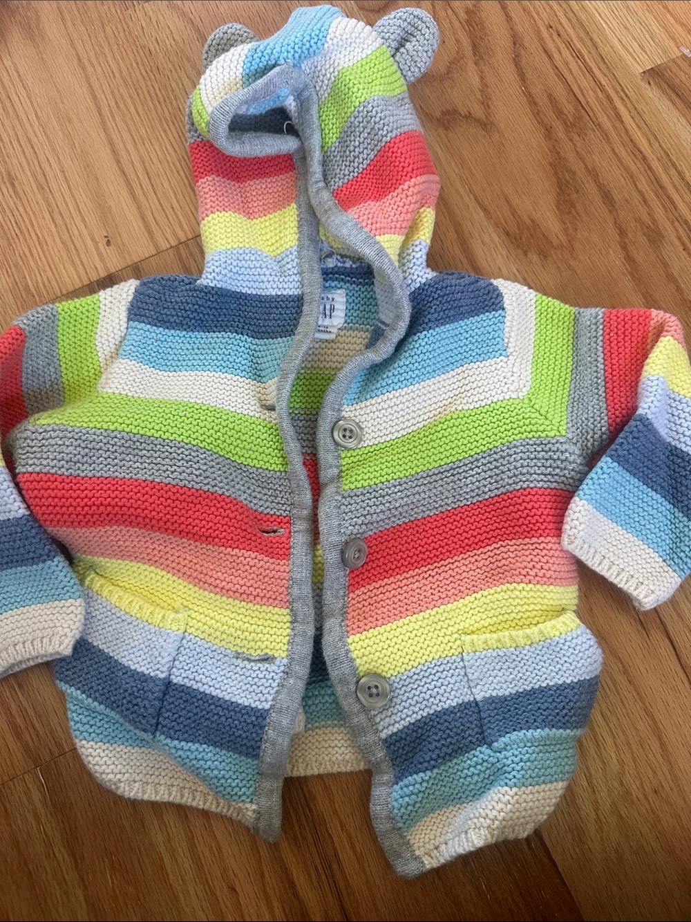 GAP Baby Multicolor Striped Hooded Knit Cardigan